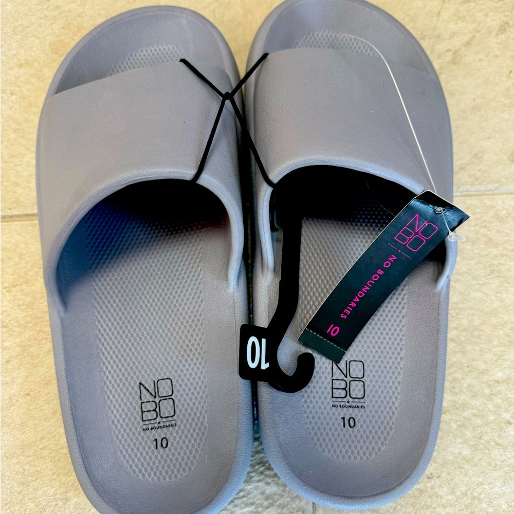 Brand-New No Boundaries Comfort Slide Sandals - Grey Size 10